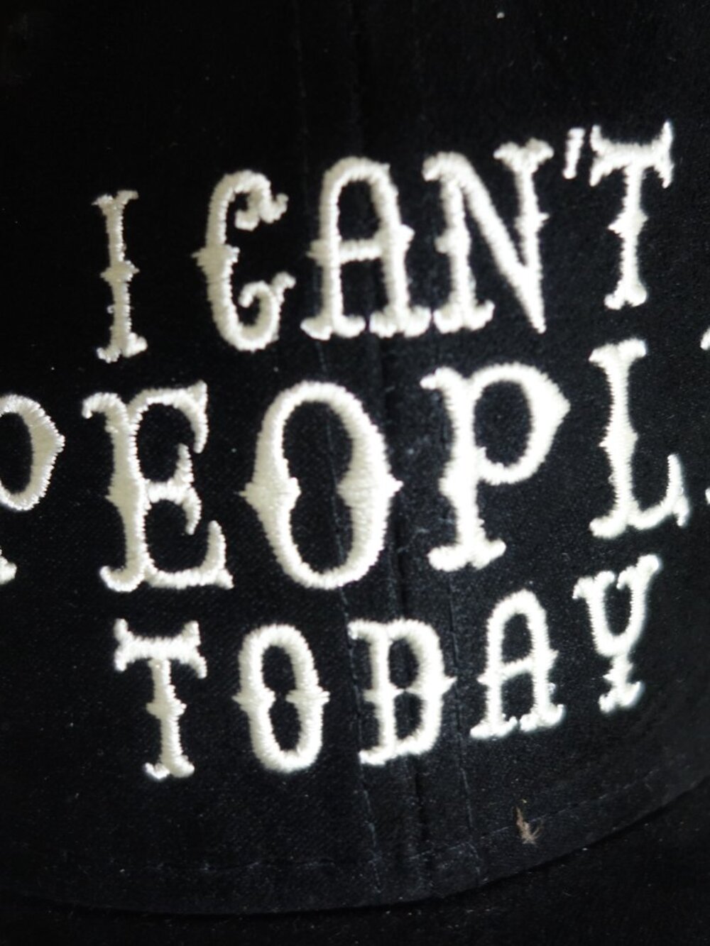 NWT IDYLLWIND Faux Suede Black Adjustable Cap “I Can’t People Today” - Picture 2 of 5